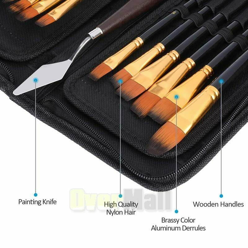 Professional Paint Brush Round Pointed Tip Nylon Hair Artist Acrylic Watercolor