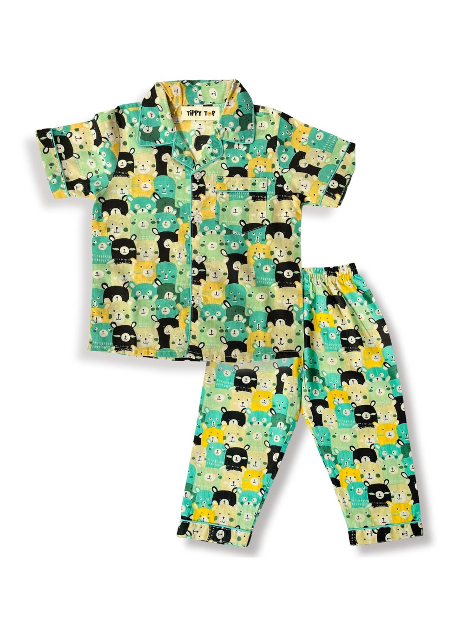 Tippy Top Girls Green Printed Shirt with Pants