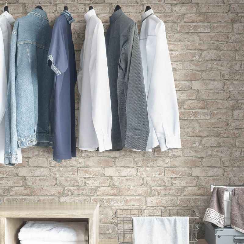 Brewster Washed Denver Brick Peel & Stick Wallpaper White