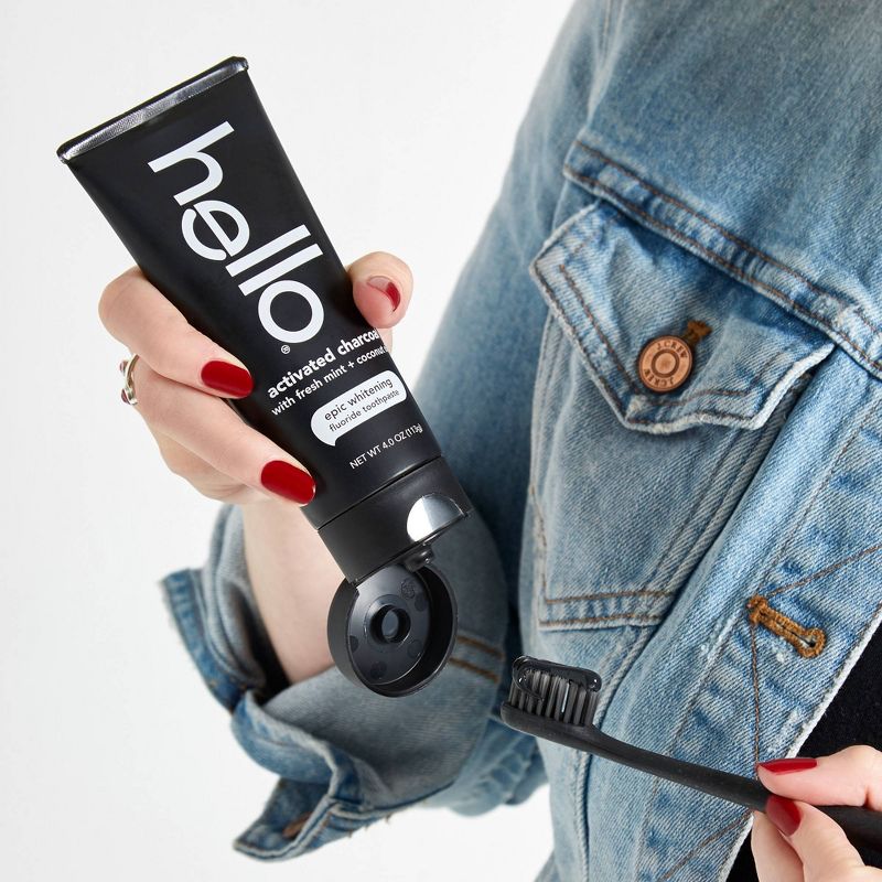 hello Activated Charcoal Whitening Fluoride Toothpaste , sls Free and Vegan , 4oz