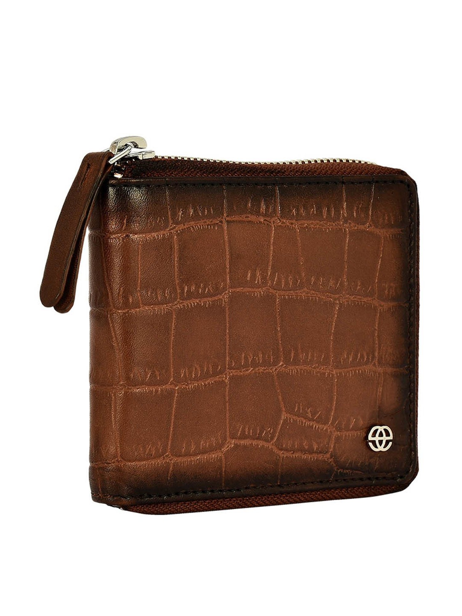 Eske Tan Casual Leather Zip Around Wallet for Men
