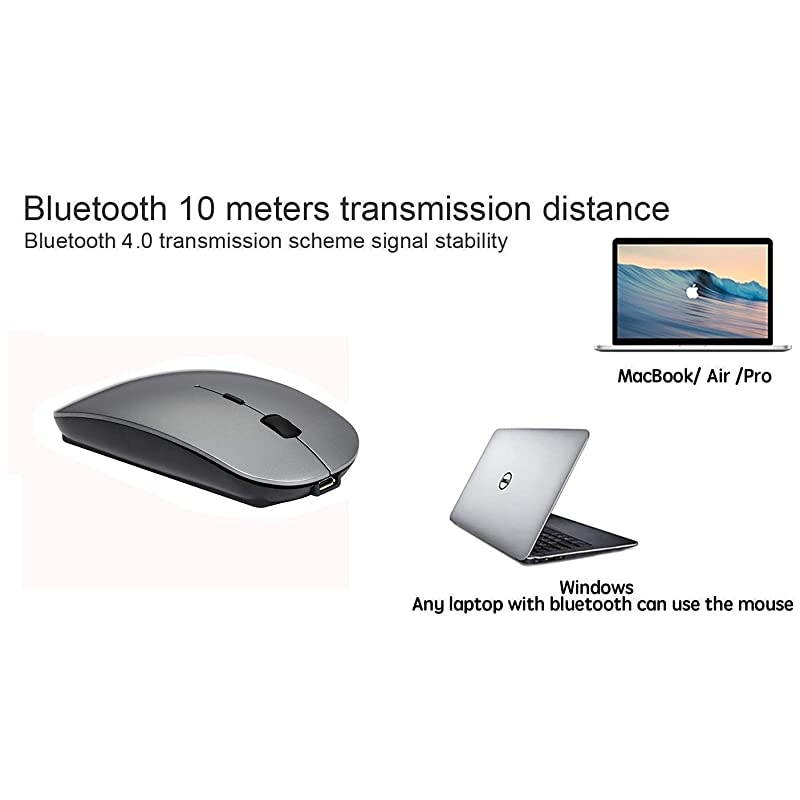 Mouse Rechargeable Wireless Mouse for MacBook ProWireless Mouse for Laptop PC Computer Gray