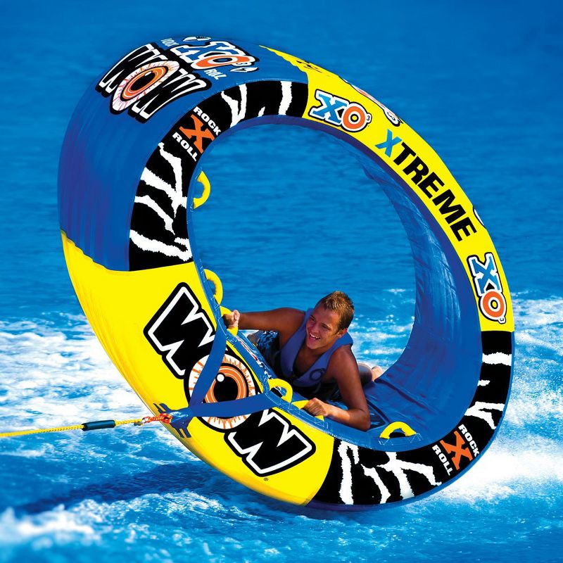 Wow Sports 3 Person XO Extreme Oval Shaped Inflatable Towable Rider Tube, Blue