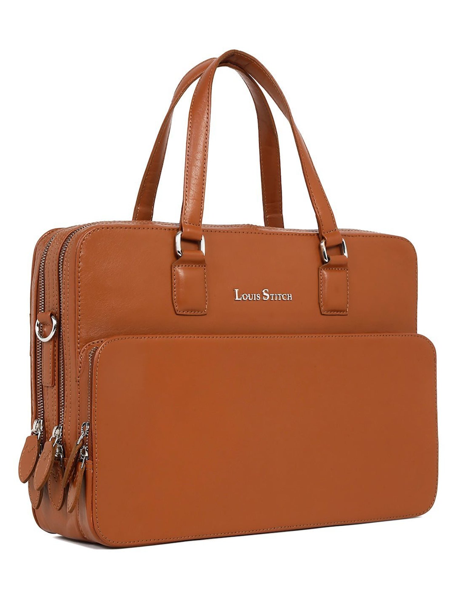 Louis Stitch Tan Leather Medium Multifunctional Executive Laptop Bag