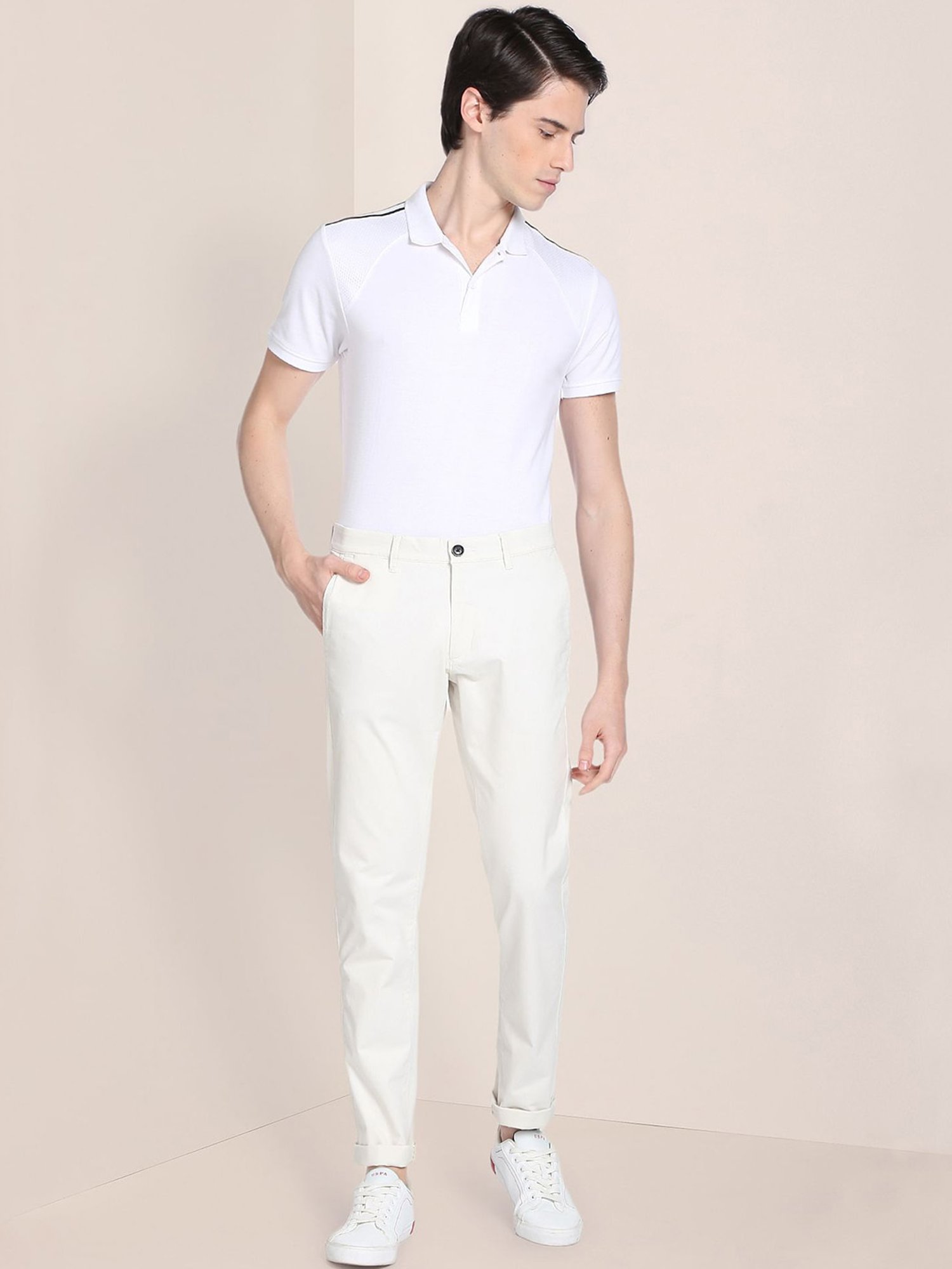 WES Casuals by Westside Olive Relaxed-Fit Mid-Rise Cotton Blend Joggers