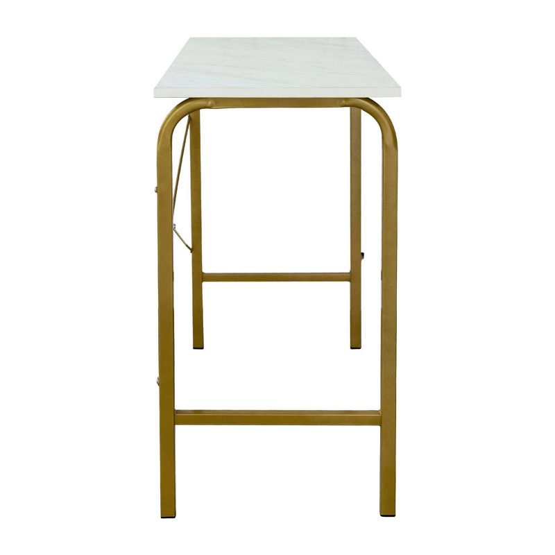 40" Home Office Computer Desk with Metal Base Marble/Brass - Versanora