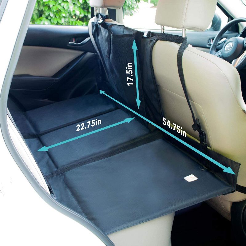 FrontPet Large Heavy Duty Backseat & Floor Cover Cushioned Vehicle Pet Barrier Divider with Spacious Storage Pocket for Trucks, SUVs and Sedans, Black