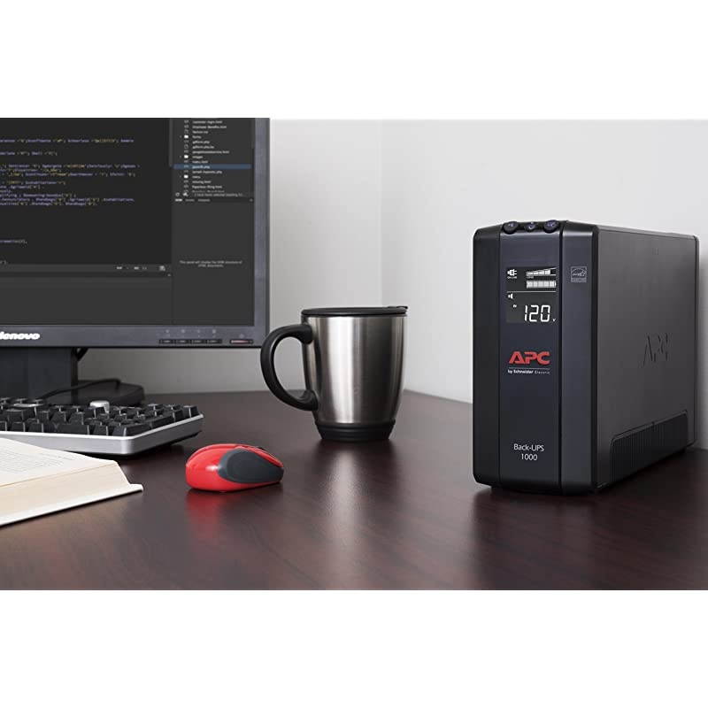 UPS, 1000VA UPS Battery Backup & Surge Protector, BX1000M Backup Battery, AVR, Dataline Protection and LCD Display, Back-UPS Pro Uninterruptible Power Supply