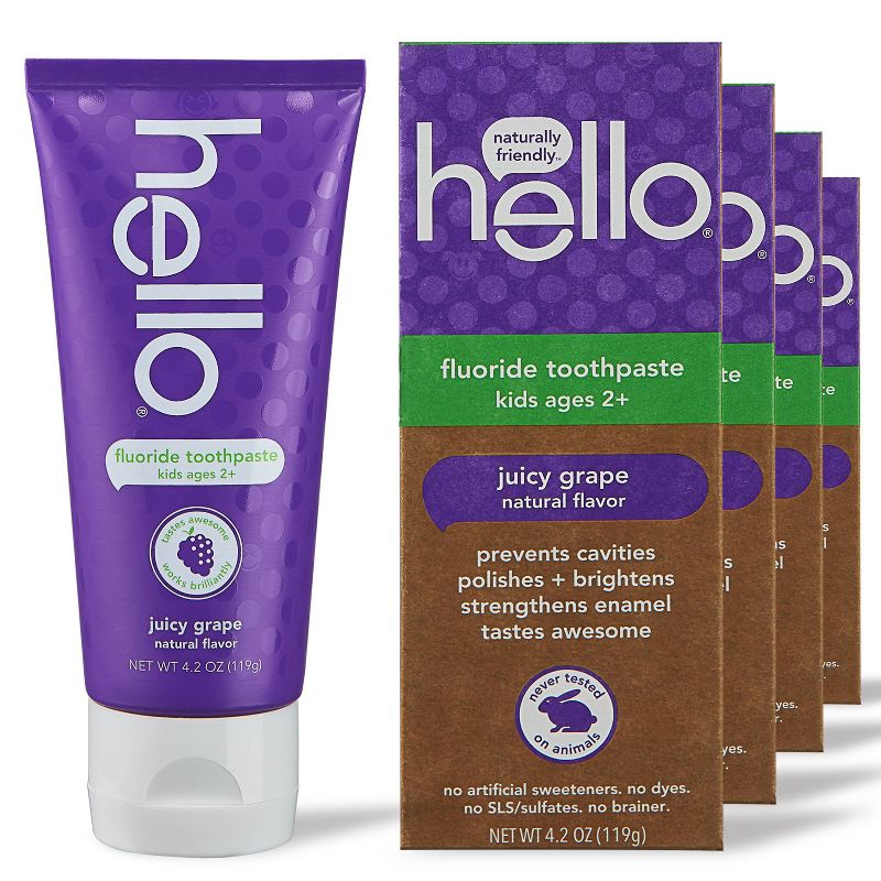 hello Kids' Juicy Grape Fluoride Toothpaste - 4pk