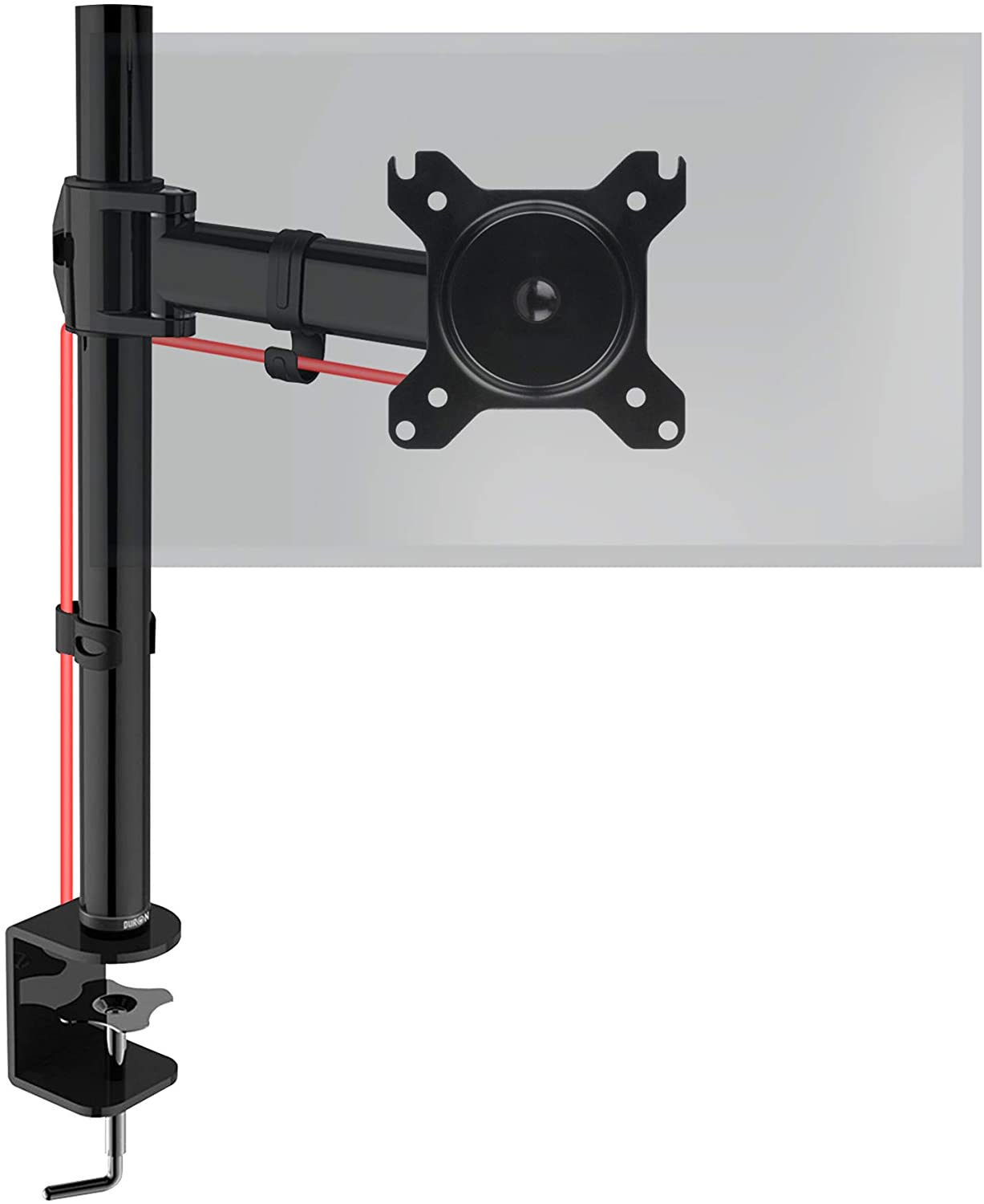 Duronic DM251X2 PC Monitor Arm Stand Desk Mount Screen Bracket Clamp Single LCD | LED |13"-27" (Tilt &plusmn;45&deg;|Swivel 90&deg;|Rotate 360&deg;)
