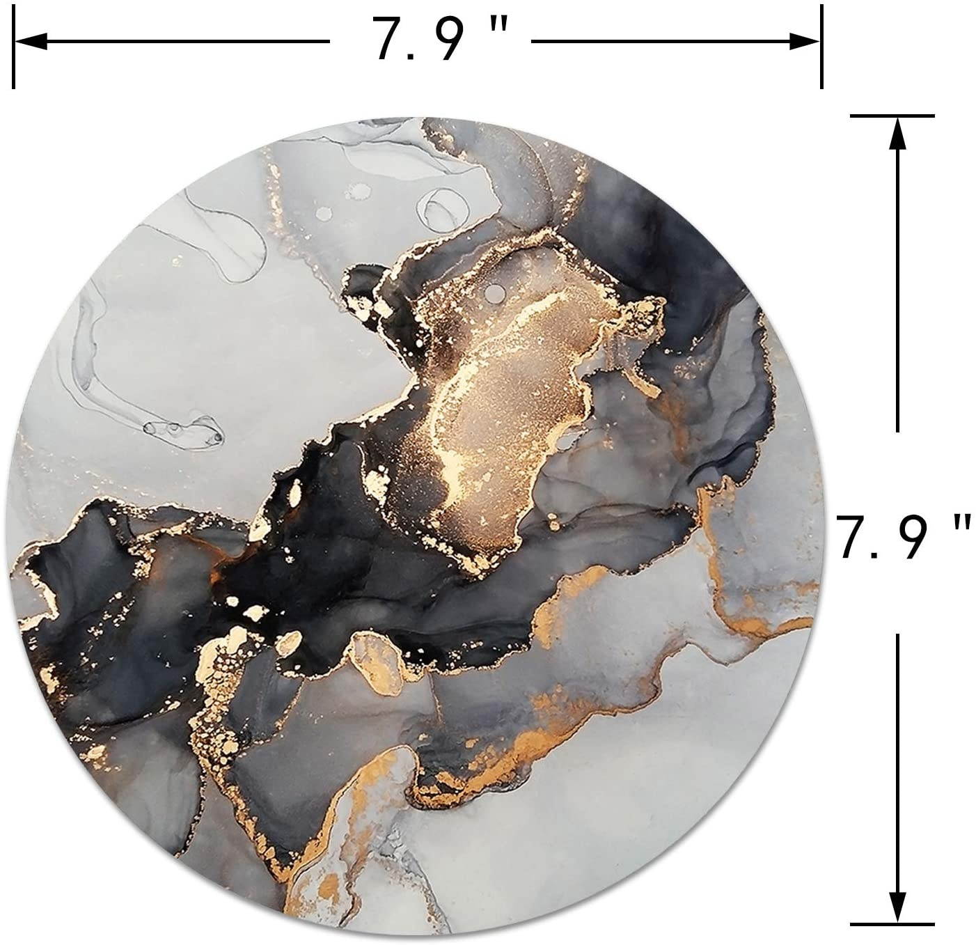 Artiron Mouse Pad, Gray Ink Marble Round Art Customized Designs Non-Slip Rubber Base Gaming Mouse Pads for Mac, PC, Computers. Ideal for Working or Game 7.9x7.9inch