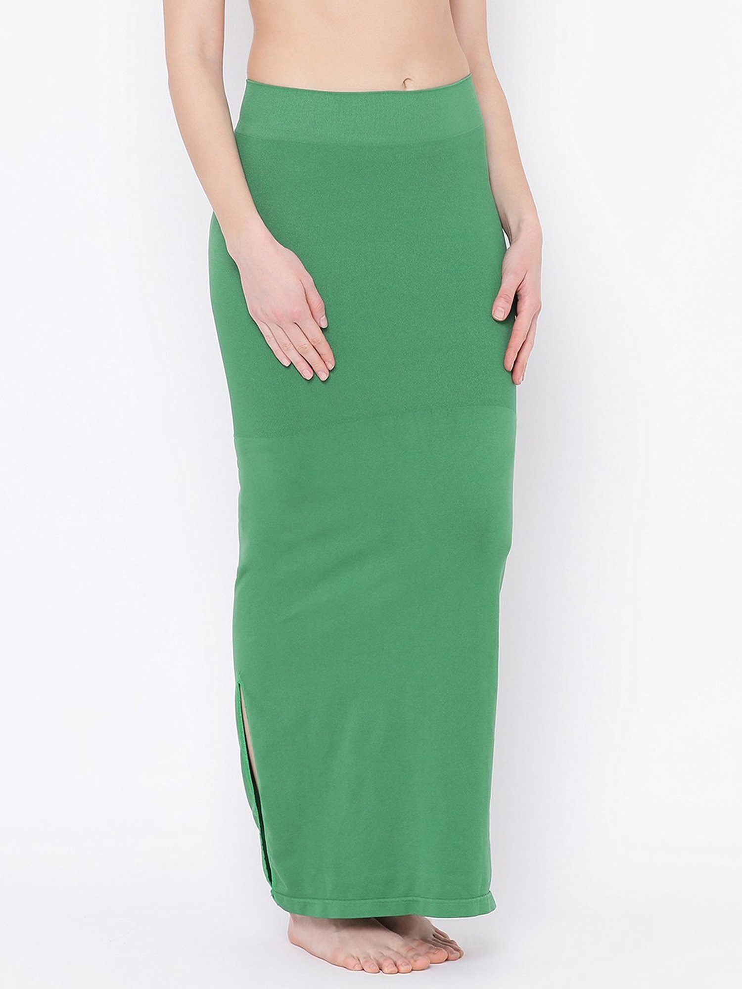 Clovia Green Plain Saree Shapewear