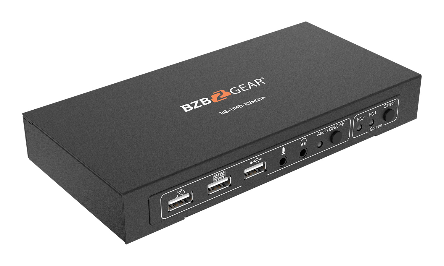 BZBGEAR 2x1 KVM Switcher with USB2.0 Ports for Peripherals and 3.5mm Jacks for Audio Support
