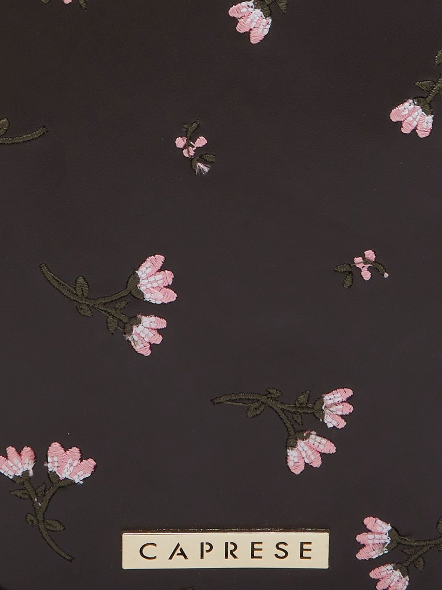 Caprese Dara Brown Faux Leather Embroidered Sling Handbag