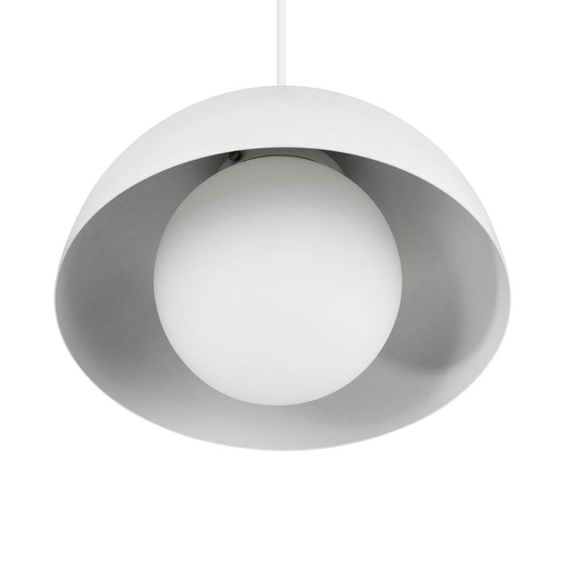 1-Light Amelia Plug-In Pendant with Glass Shade Matte White - Globe Electric