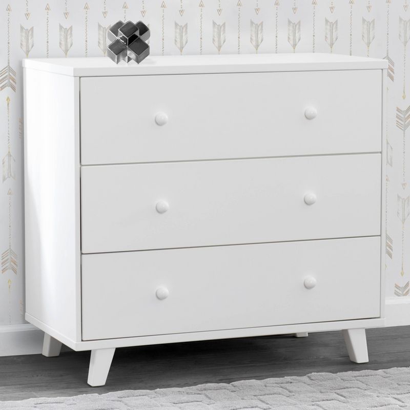 Delta Children Ava 3-Drawer Dresser with Changing Top - White