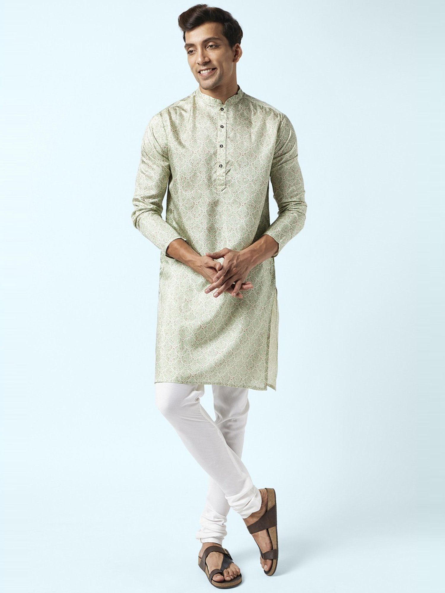 Indus Route by Pantaloons Green Regular Fit Printed Kurta