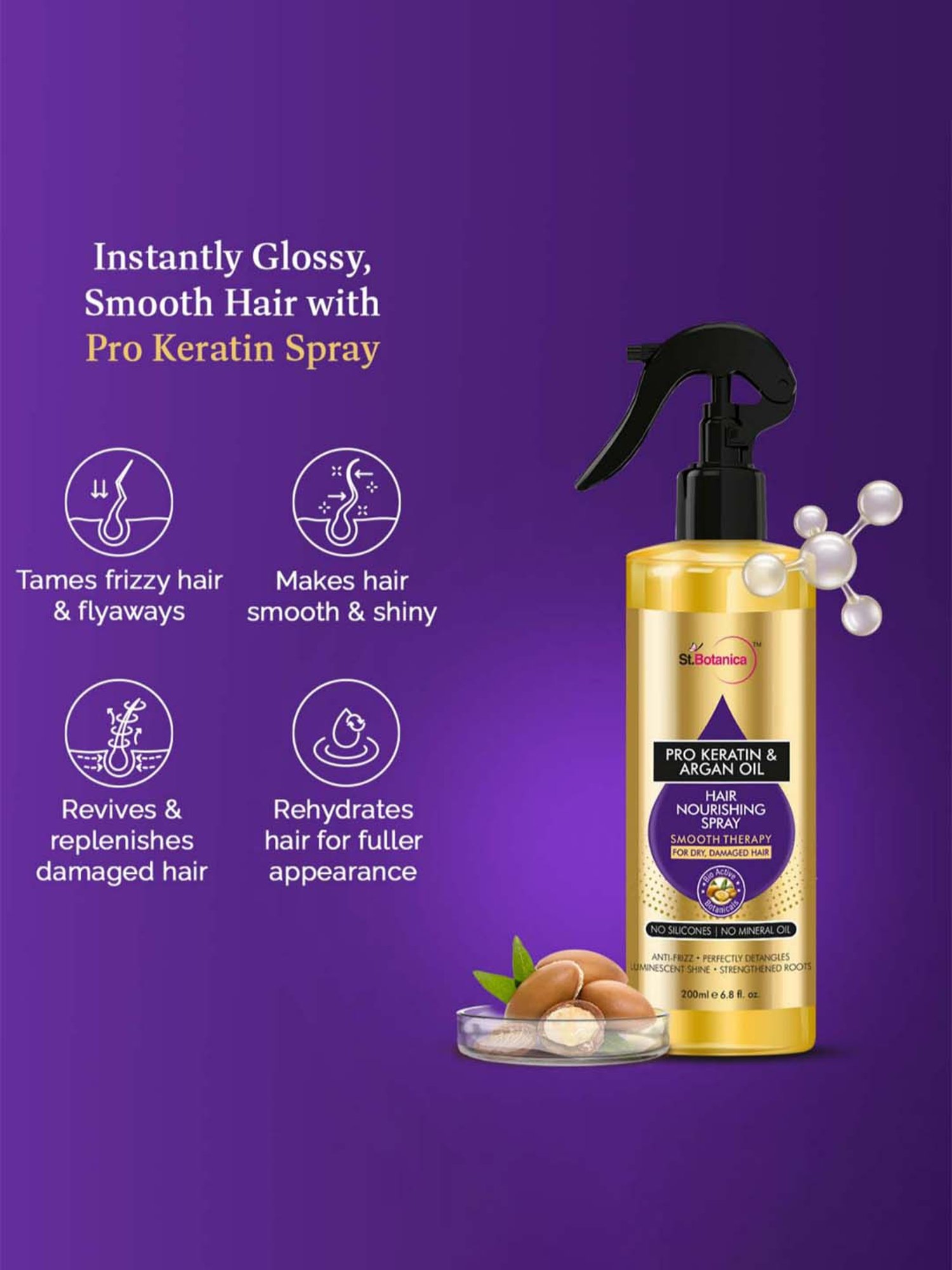 St.Botanica Pro Keratin & Argan Oil Hair Nourishing Smooth Therapy Spray - 200 ml