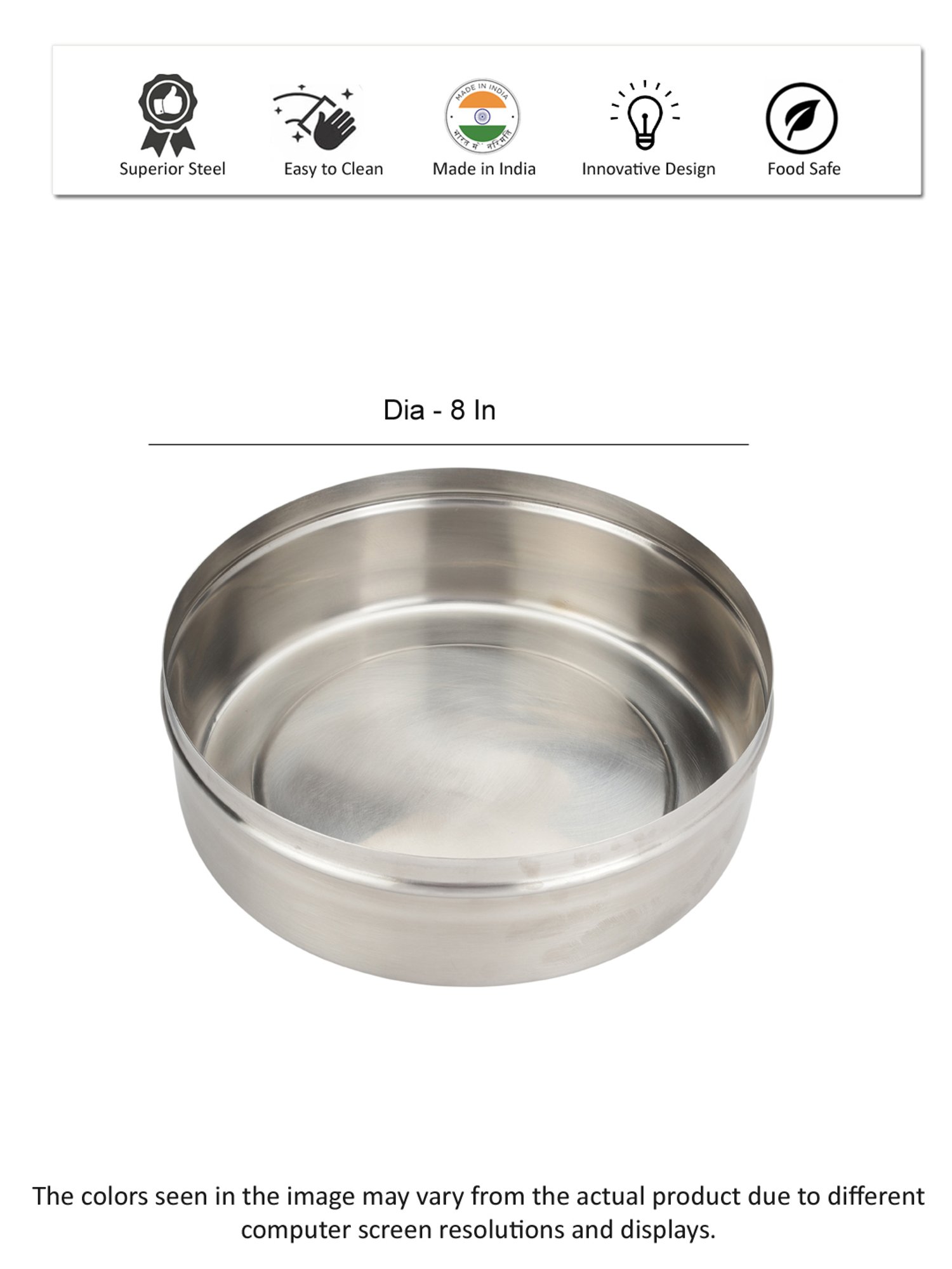 VarEesha Red Stainless Steel Chapati Box with Lid - Set of 1