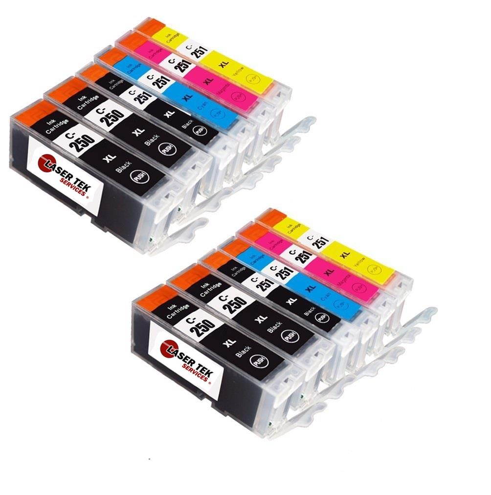 Laser Tek Services&reg; 12 Pack of Canon compatible PGI-250 and CLI-251 inks. (4BK,2k,2C,2M,2Y)