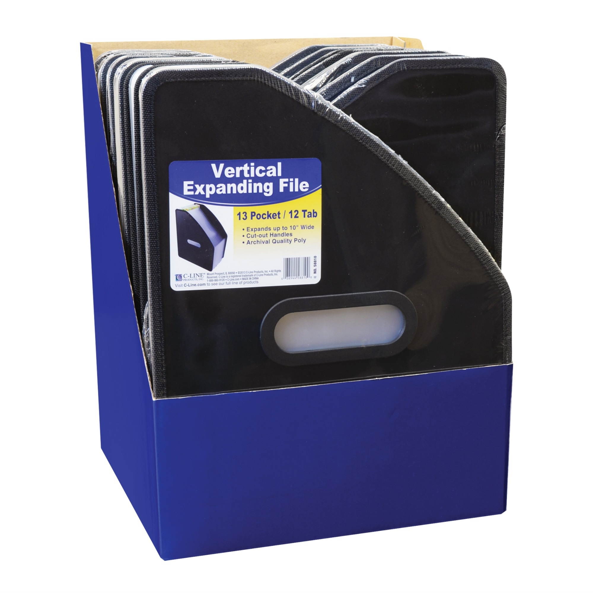 C-Line Vertical Expanding File 13-Pocket 10" Expansion Letter Poly Black 58810