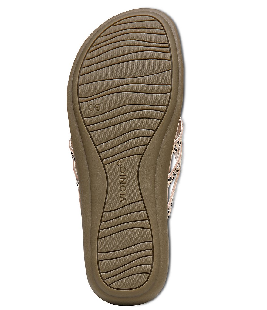 Vionic Alta Leopard Print Leather Thong Flat Sandals