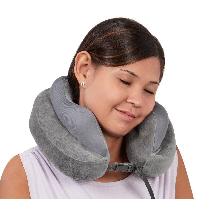 Travel Smart by Conair Memory Foam and Soft Beaded Neck Pillow - Gray