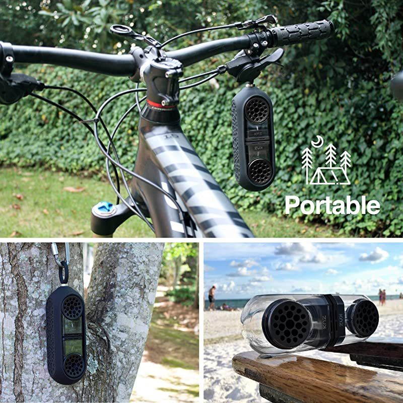 GoDuo Portable Bluetooth True Wireless Speakers with Magnetic Connectable Base LR Stereo Sound and Bass Water and Shock Resistant 18 Hr Playtime BuiltIn Mic Protective Carrying Case Smoke