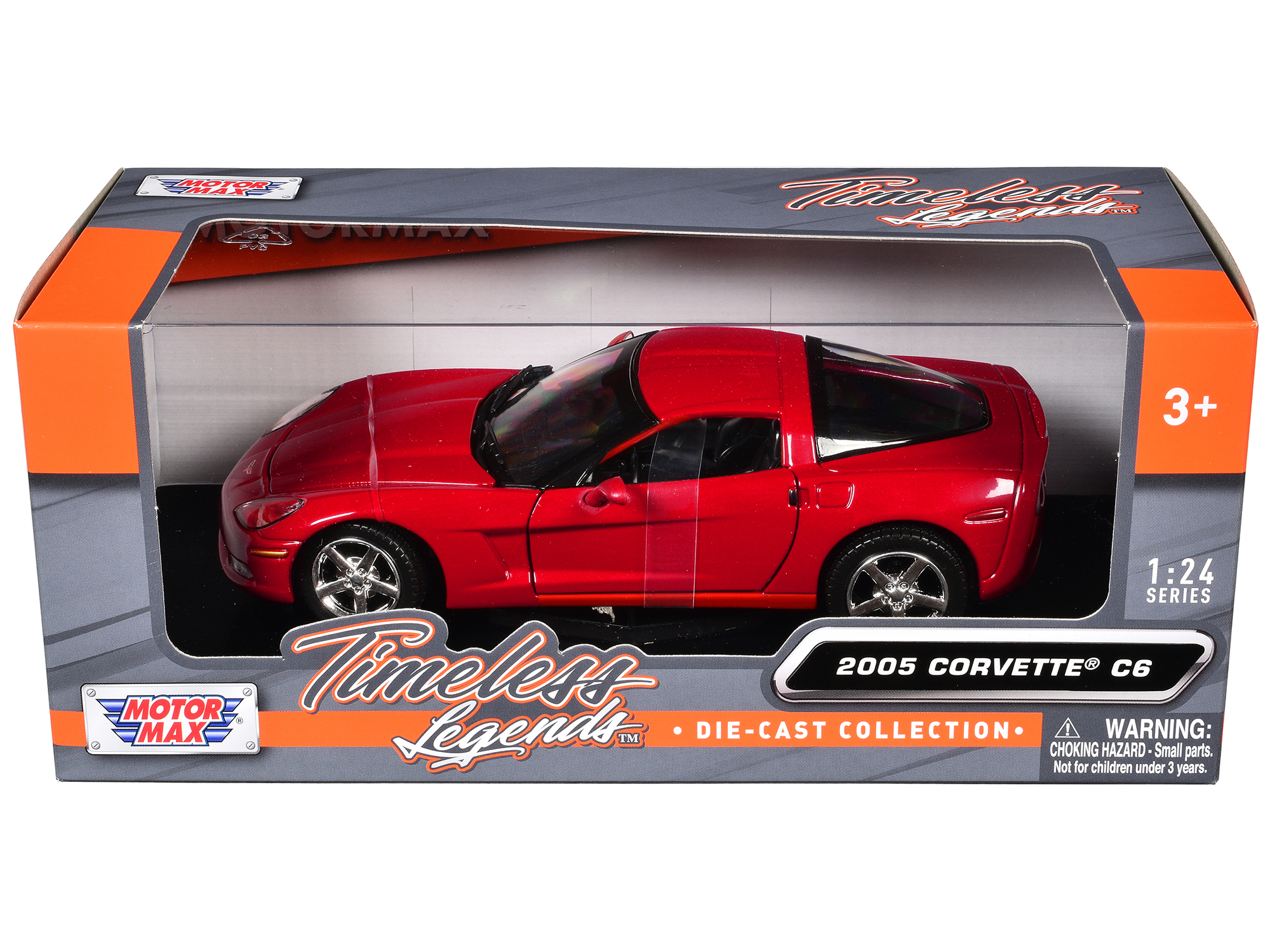 2005 Chevrolet Corvette C6 Coupe Red 1/24 Diecast Model Car by Motormax