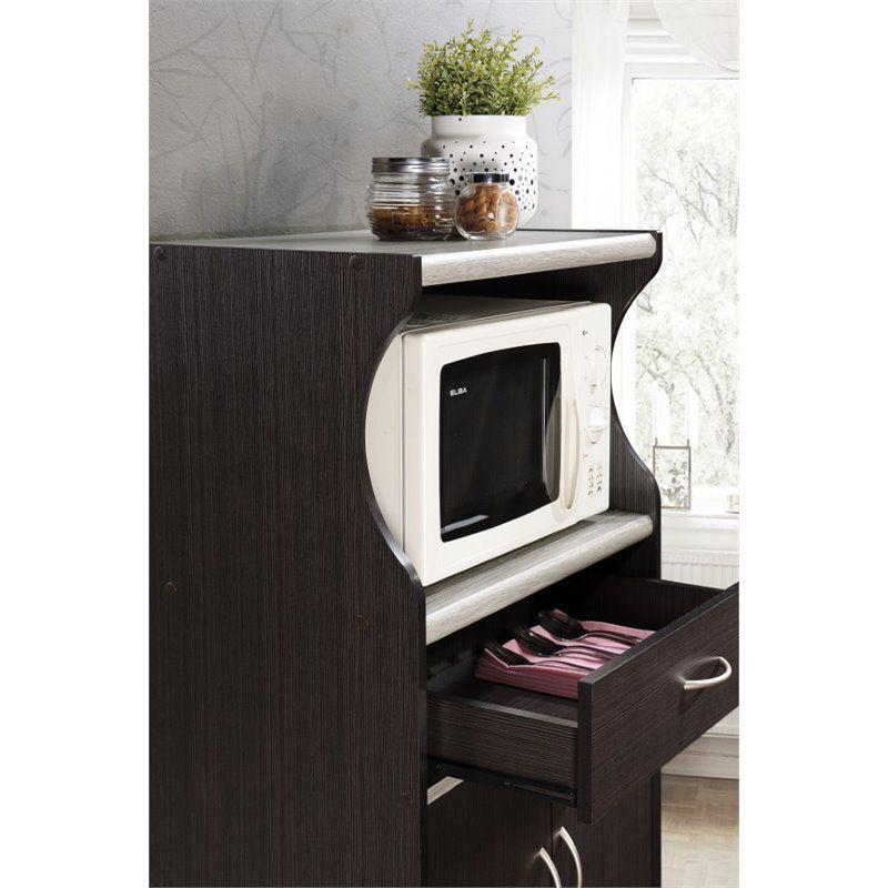 Microwave Kitchen Cart in Chocolate Gray - Hodedah