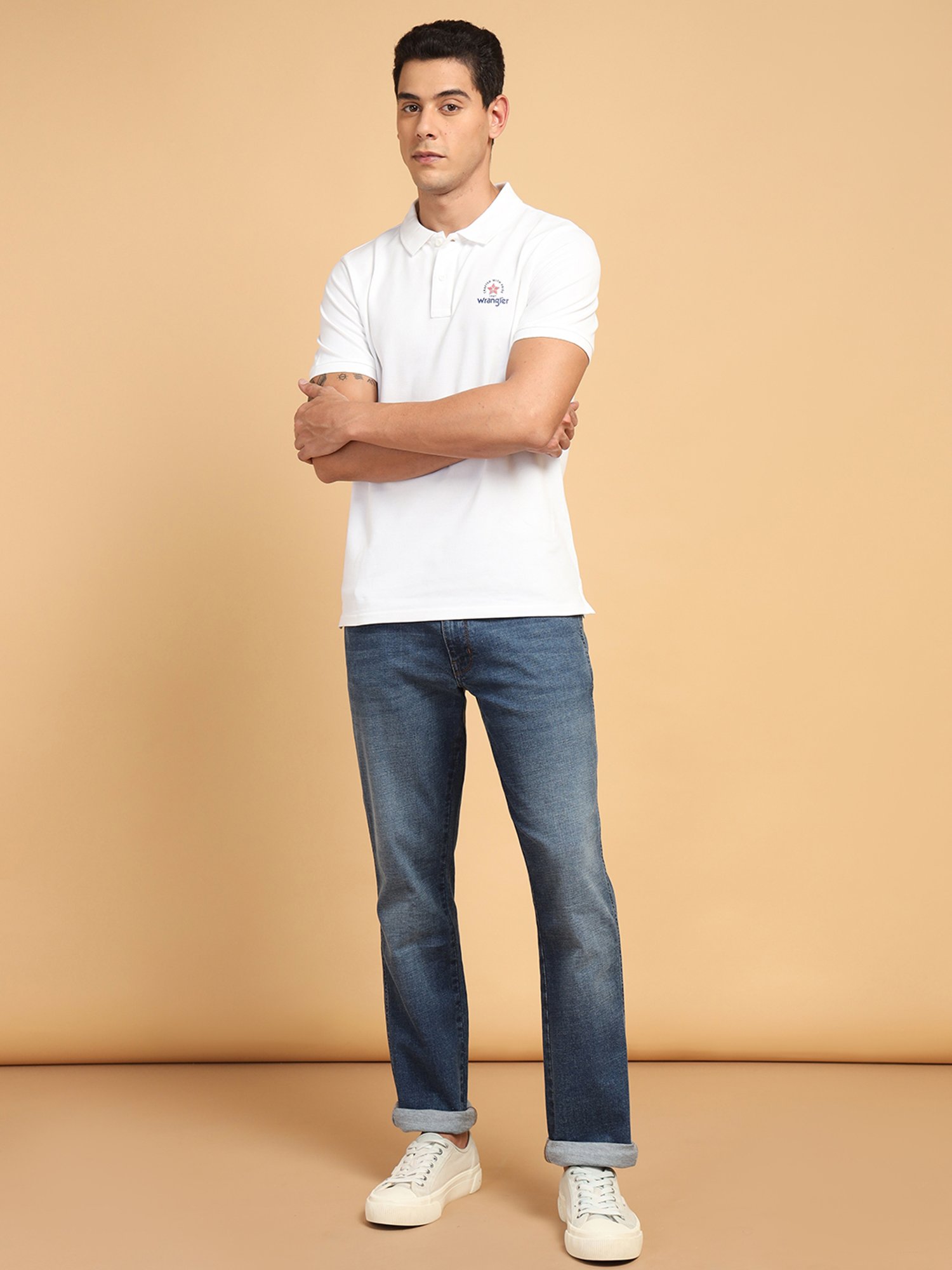 Wrangler White Regular Fit Polo T-Shirt
