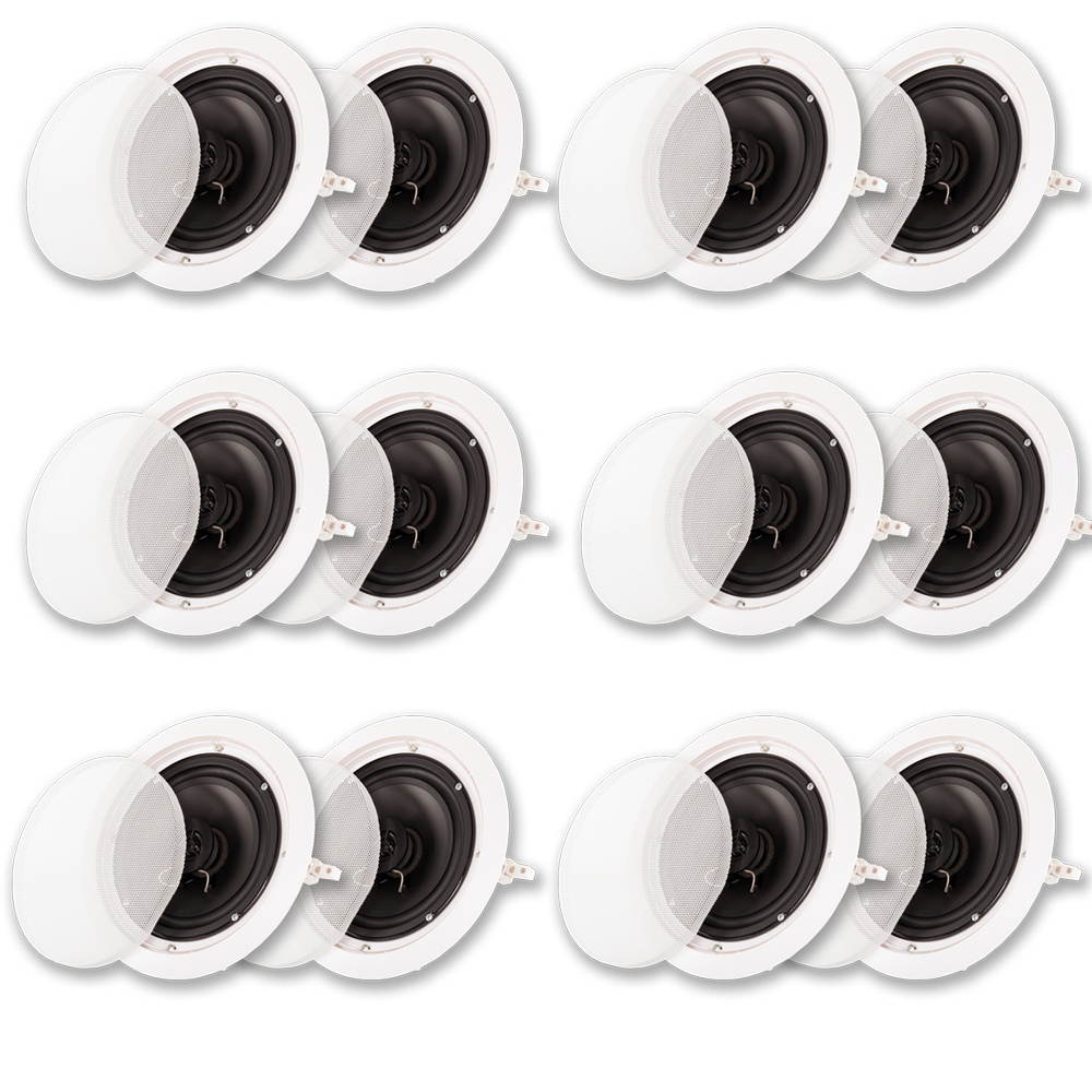 Acoustic Audio HTI6c Flush Mount In Ceiling Speakers with 6.5" Woofers 6 Pair