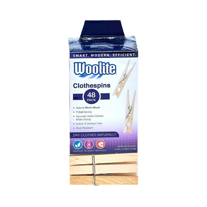 Woolite 48ct Birch Wood Clothespins