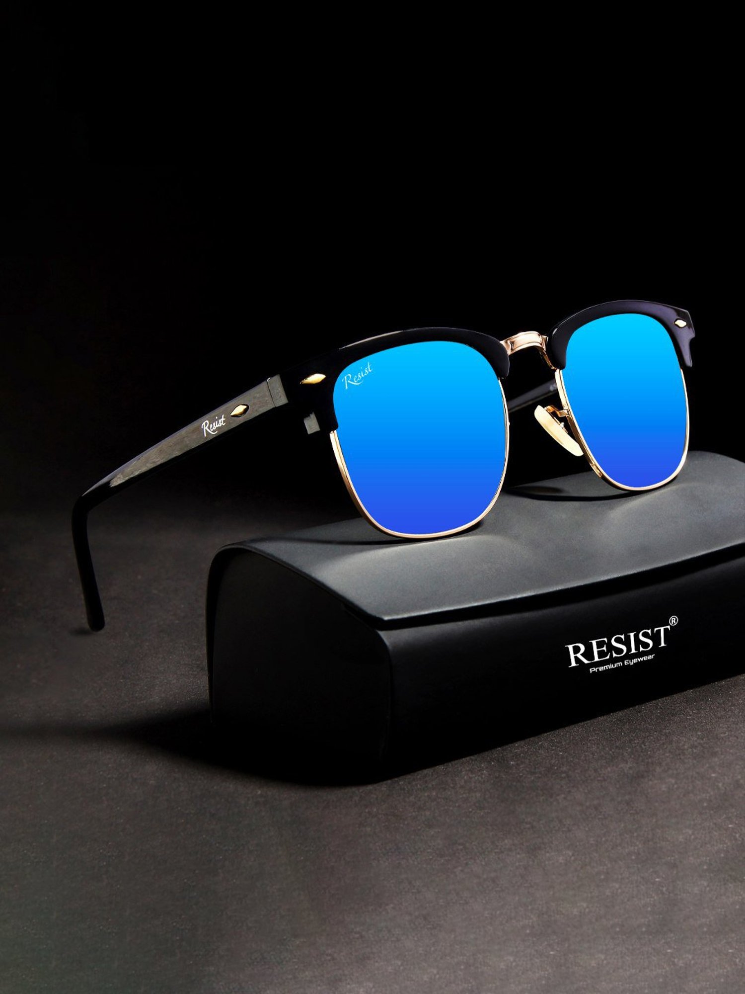 Resist Eyewear Blue Clubmaster Unisex Sunglasses