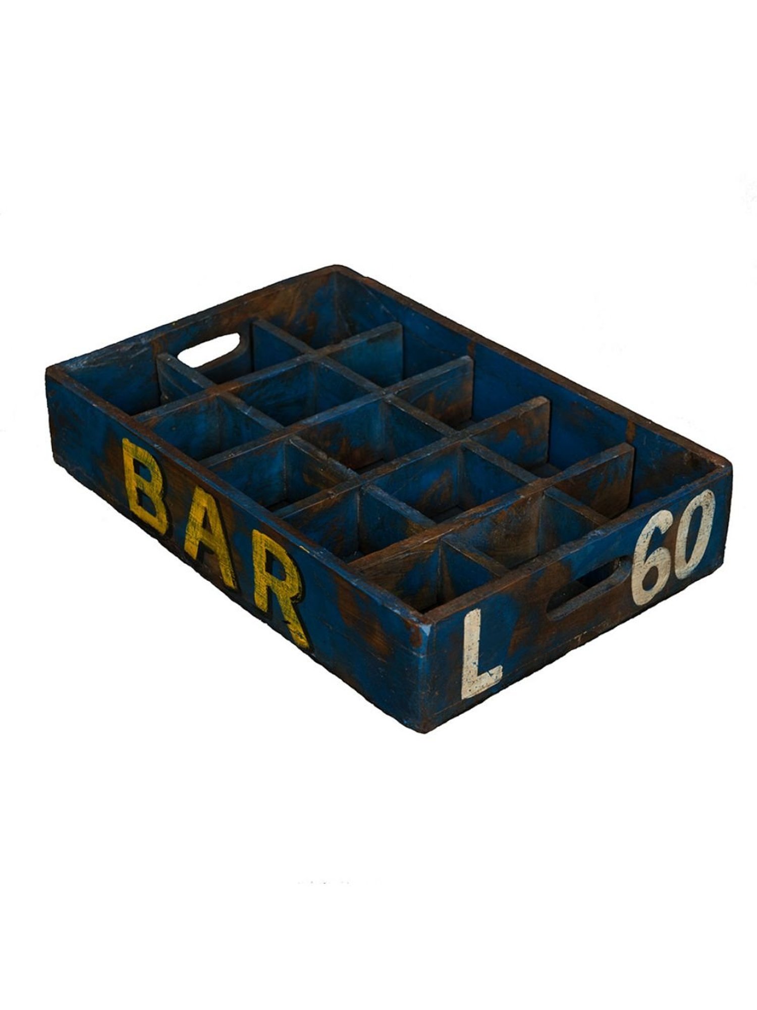 Artisans Rose Blue Wood Ace Serve Vintage Crate