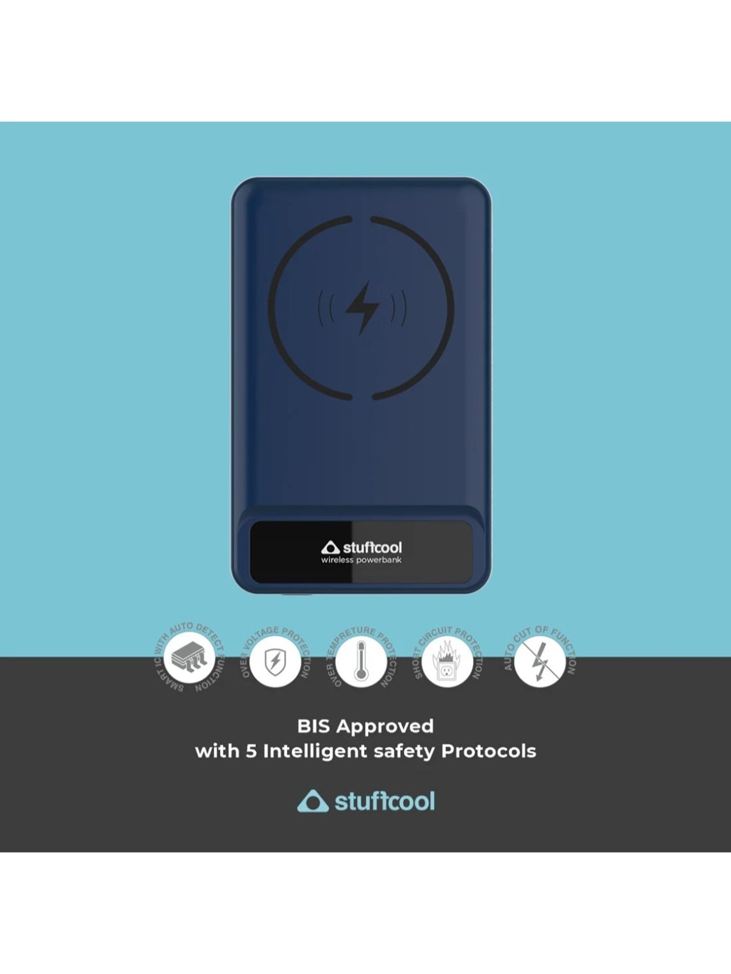 Stuffcool Pro 10000mAh Magnetic Wireless Powerbank with Stand (Blue)