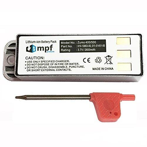 High Capacity Extended 2600mAh Battery 010-10863-00, 011-01451-00 for Garmin Zumo 400, Zumo 450, Zumo 500, Zumo 500 Deluxe, Zumo 550 Motorcycle GPS Navigators (Includes Free Installation Tool)