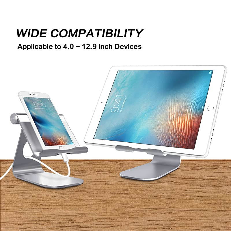 Adjustable Tablet Stand Compatible with iPad Tablets Up to 129 inch and All Cell Phones Stable Sticky Base Grey
