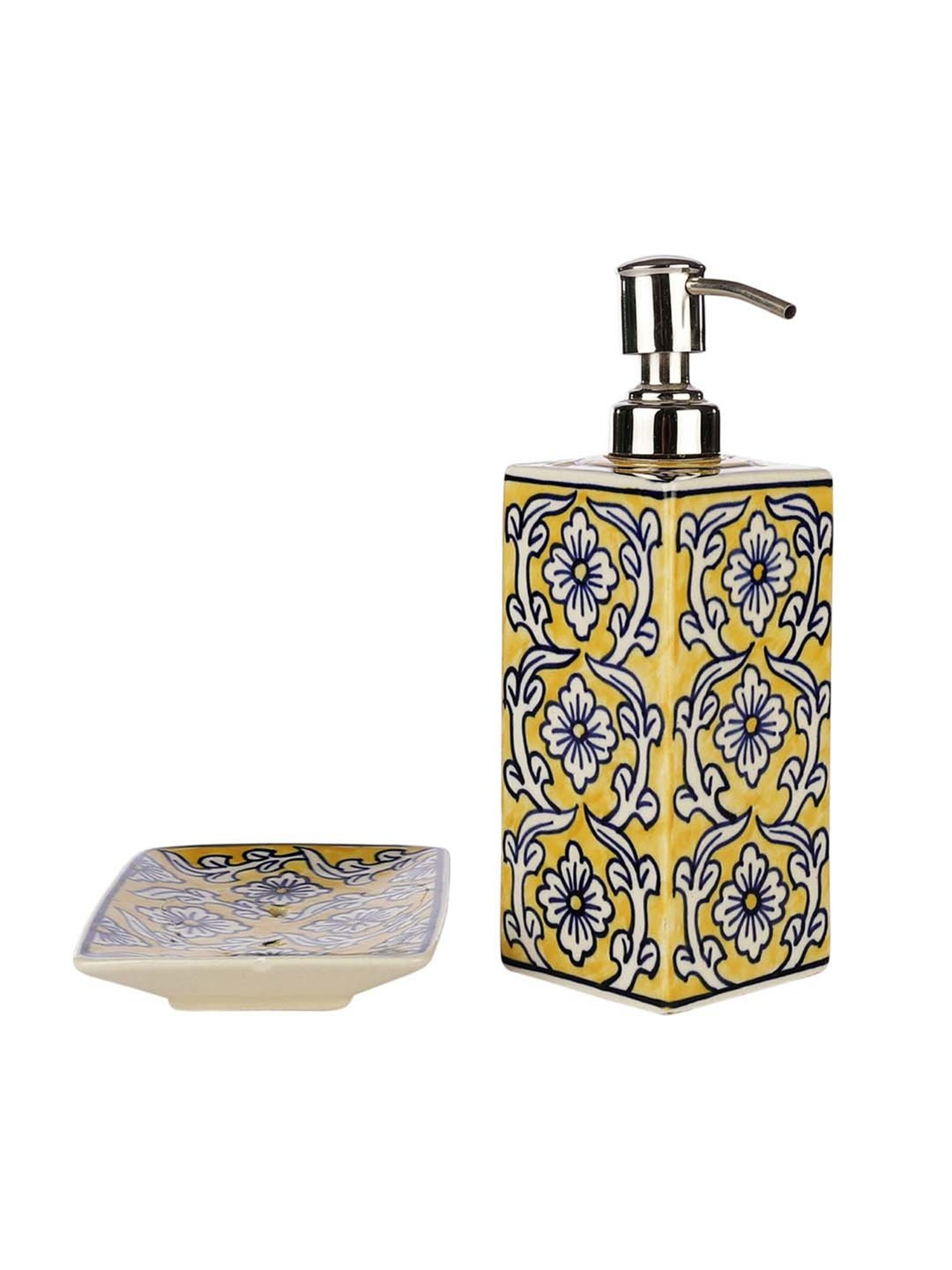 VarEesha Manohar Yellow & White Ceramic Bath Accessories - Set of 2