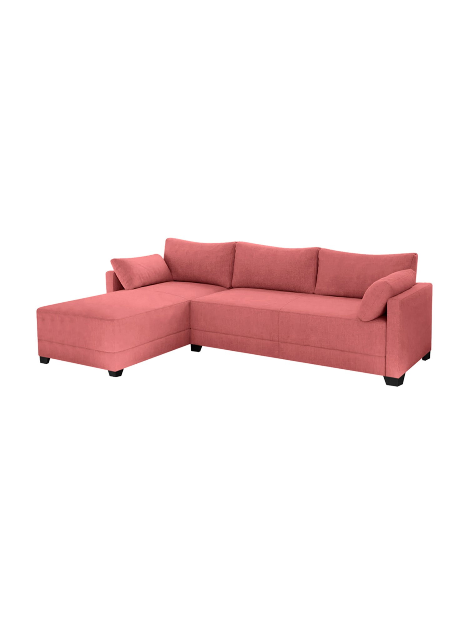 Trevi Duke Peach Fabric & Neem Wood 6 Seater LHS Sectional Sofa