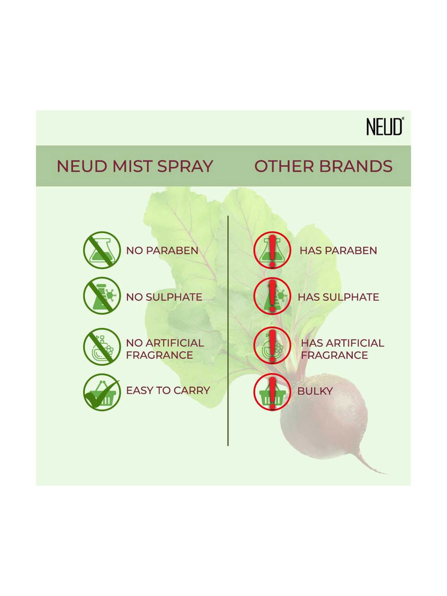 NEUD Beet Root Facial Mist Spray for Dull & Dry Skin - 100 ml (Pack of 1)