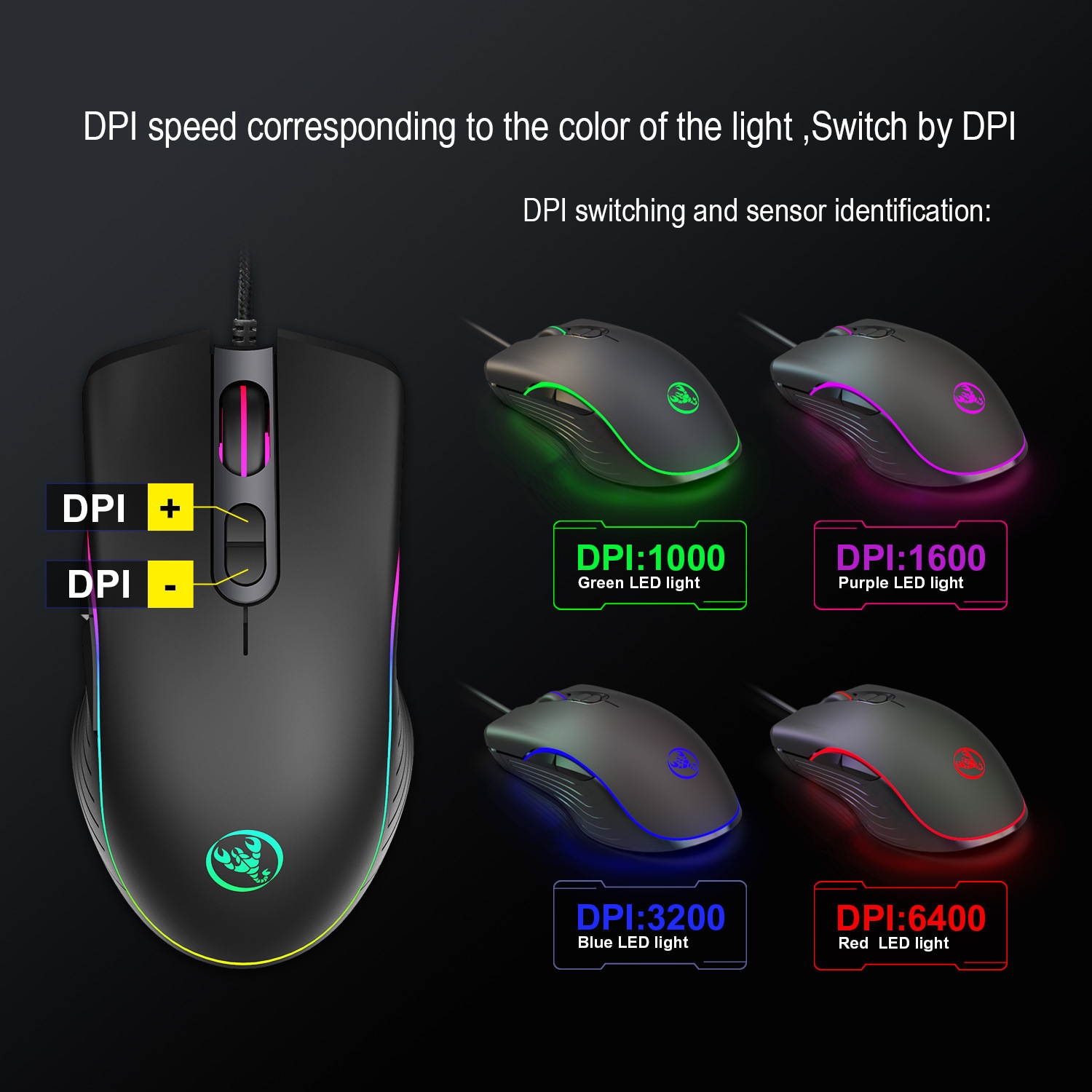 6400 DPI RGB Wired Gaming Mouse PC Laptop Mice Backlit 7 Buttons Rechargeable