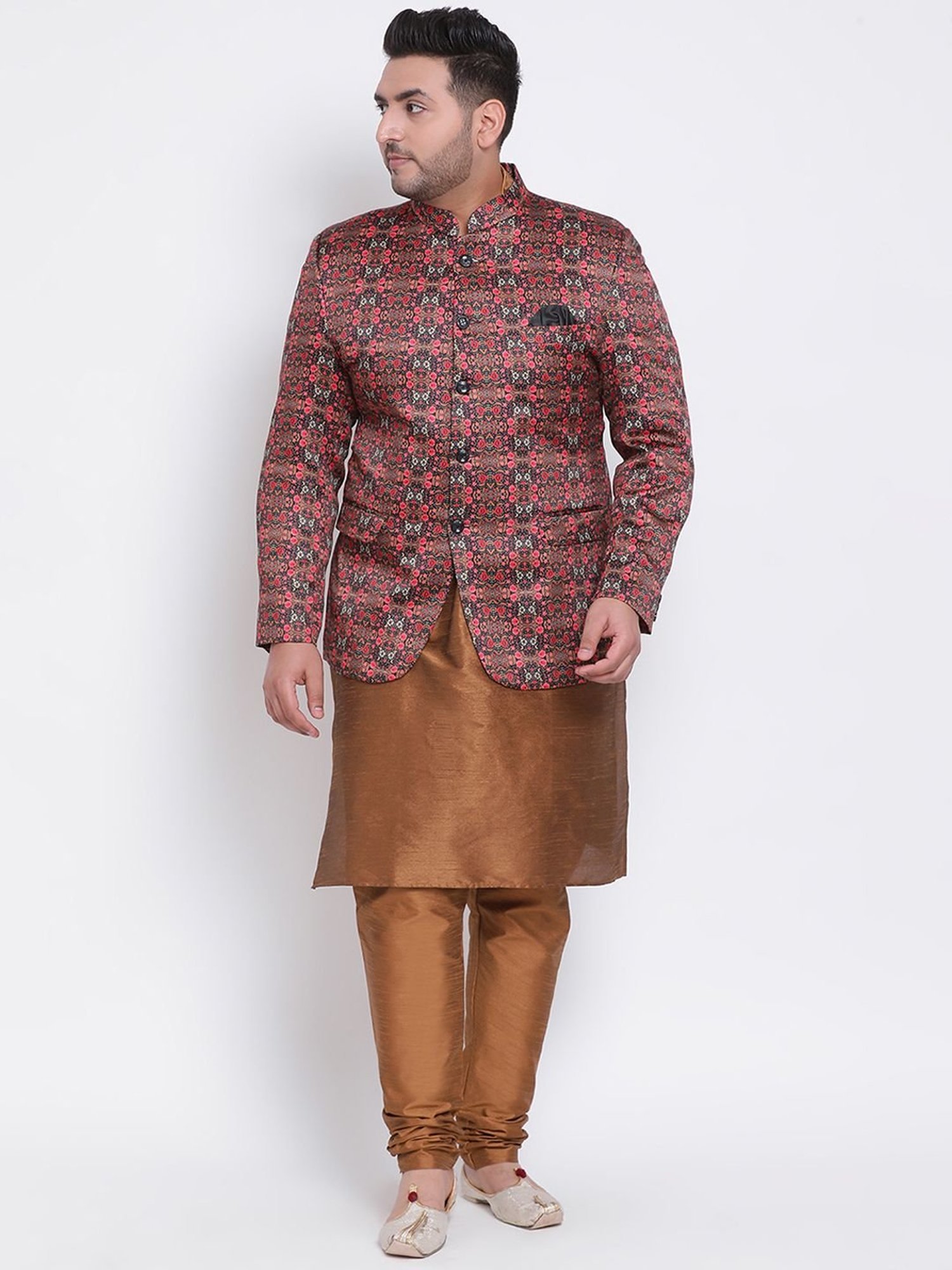 Hangup Brown Regular Fit Kurta Bottom & Jacket Set