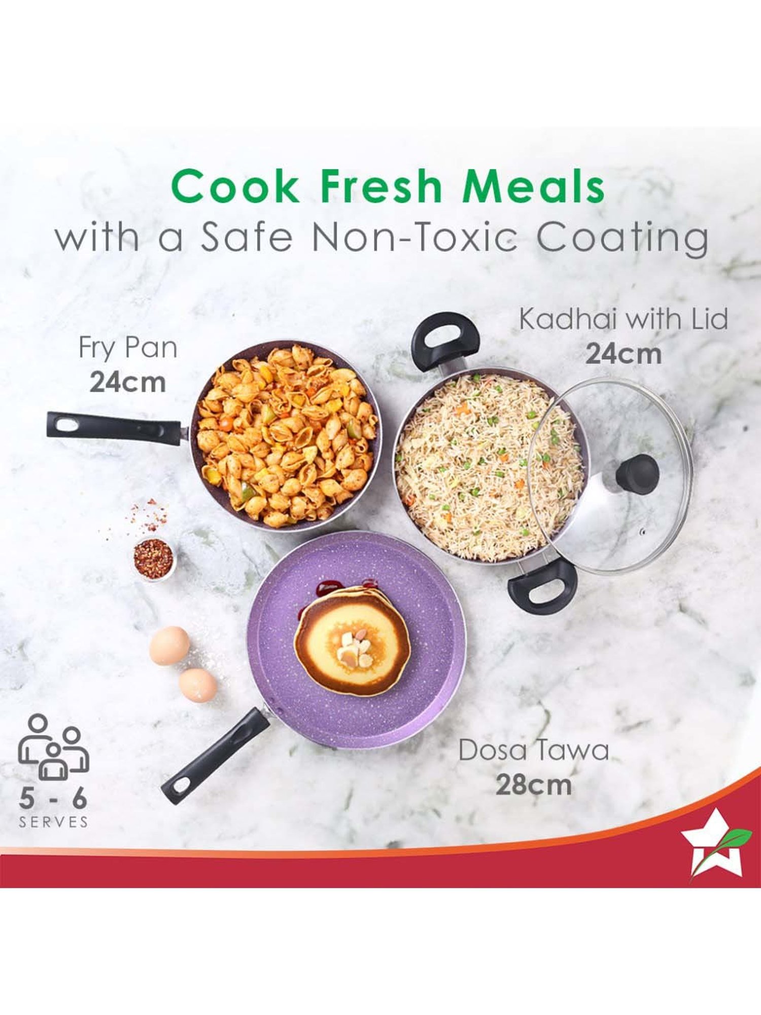 Wonderchef Tivoli Induction Bottom Purple Non-Stick 4-Piece Cookware Set