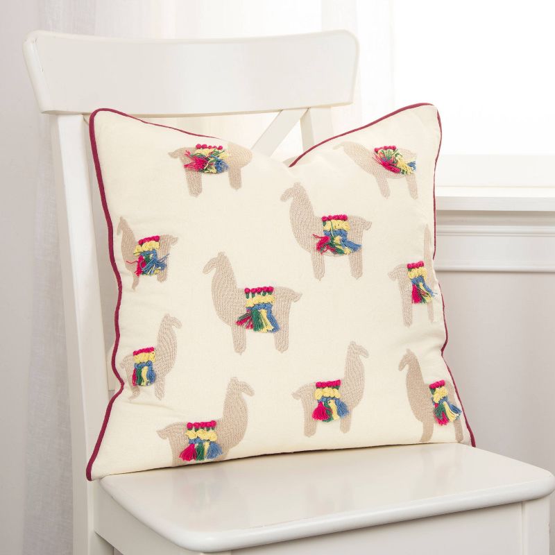 18"x18" Llama Print Square Throw Pillow Off White - Rizzy Home