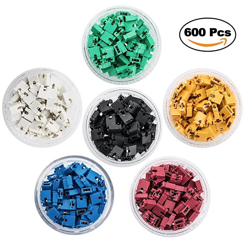 Pieces Standard Computer Jumper Caps Header Pin Shunt Short Circuit 2-Pin Connector Open Top 2.54mm. Suitable for Arduino Raspberry Pi PCB PC DVD HDD Motherboard Shorting and Other Items.