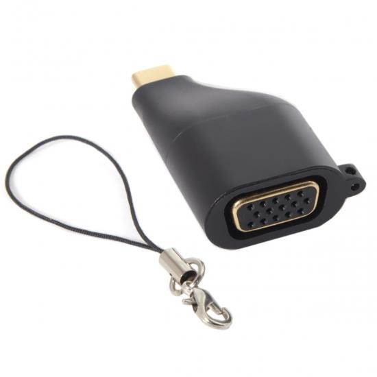 CY USB-C Type C to VGA Converter Adapter 1080p with Chain for Tablet & Phone & Laptop
