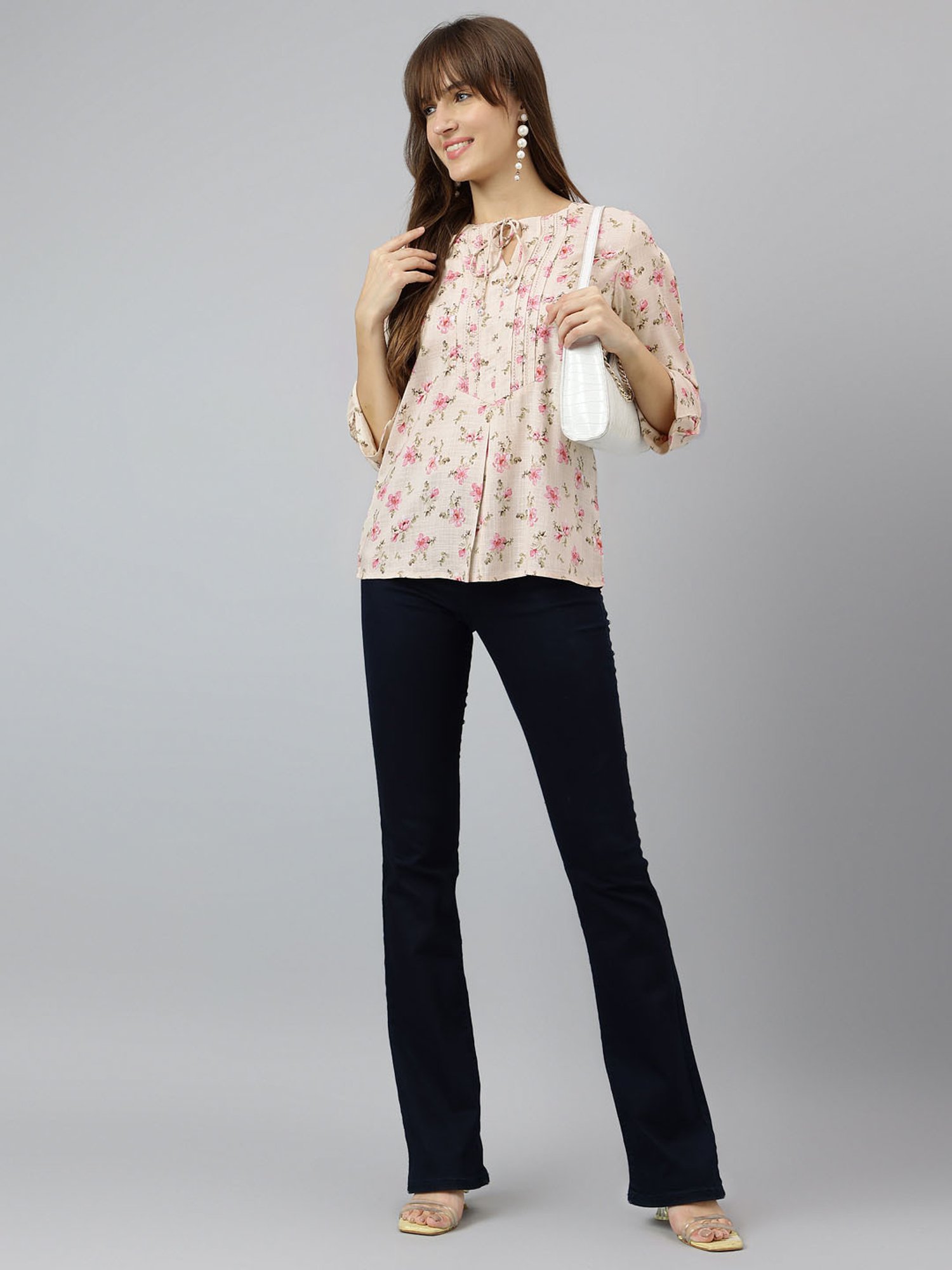 Latin Quarters Pink Floral Print Top