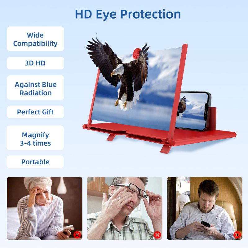 Donwell 12" Mobile Phone Screen Magnifier 3D HD Video Amplifier Pull-out Stand Bracket For Apple iPhone 11/11Pro/11Pro Max/12/12 Pro/12 Pro Max,For Samsung Galaxy Note 20/20 Ultra/Note 10+/10+5G