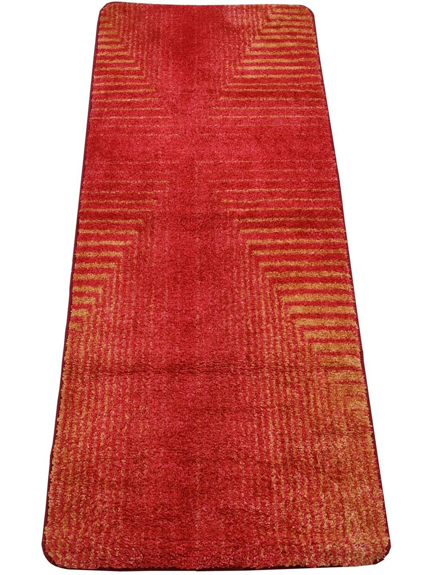 Bianca Red & Beige Microfibre Non-Slip Rug